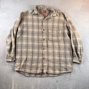VTG 90s International News Men XL Plaid Waffle Knit Cotton Button Down Shirt